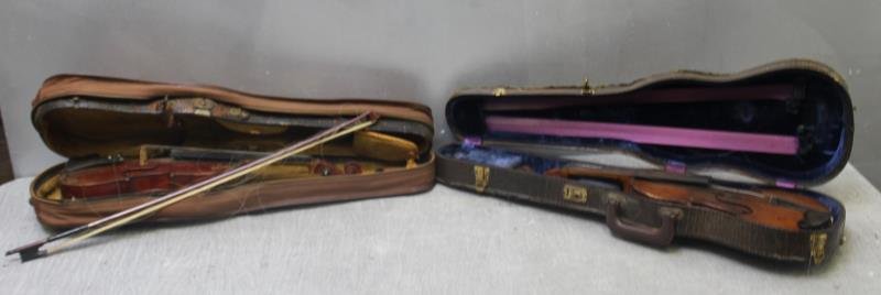 Lot of 2 Antique Violins in Original Cases. (1 of 7)