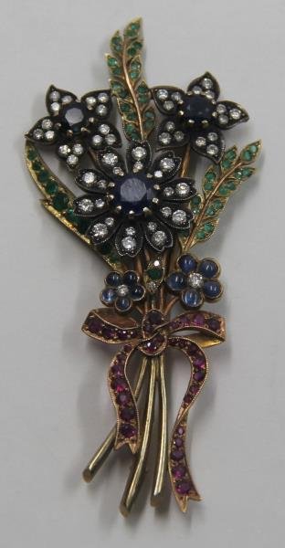 JEWELRY. Russian Floral Bouquet Colored Gem and (1 of 4)