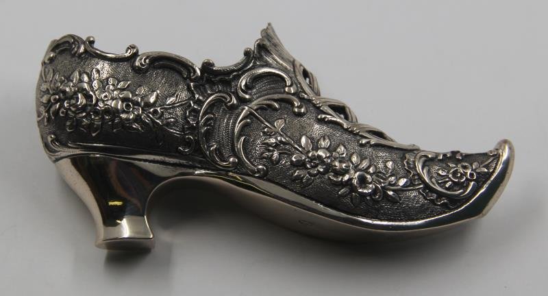 SILVER. Antique Continental Silver Shoe. (1 of 8)