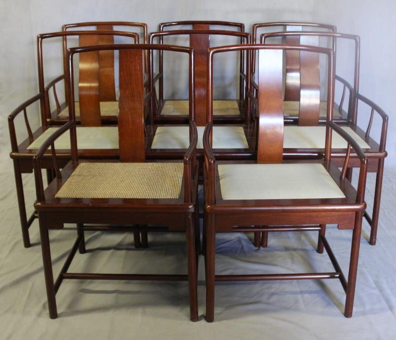 Midcentury Set of 8 Asian Modern Dining Chairs. (1 of 2)