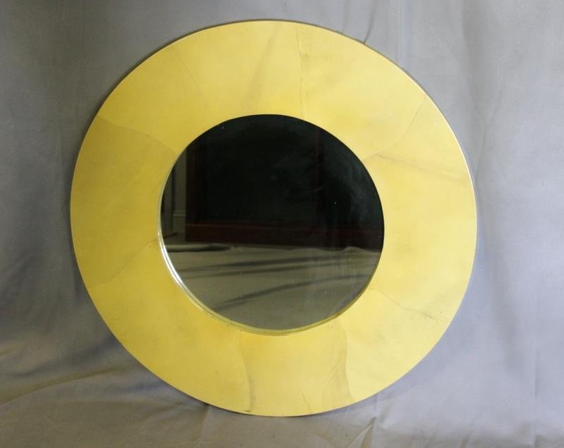 Midcentury Karl Springer Parchment Frame Mirror. (1 of 2)