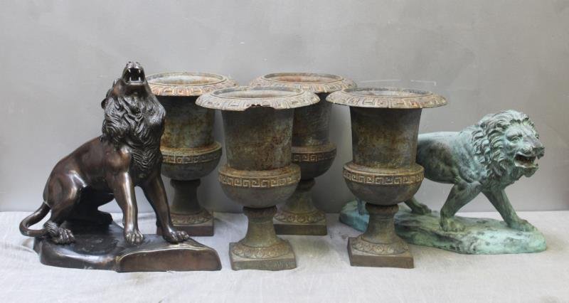 Bronze Lions and 4 planters (1 of 10)