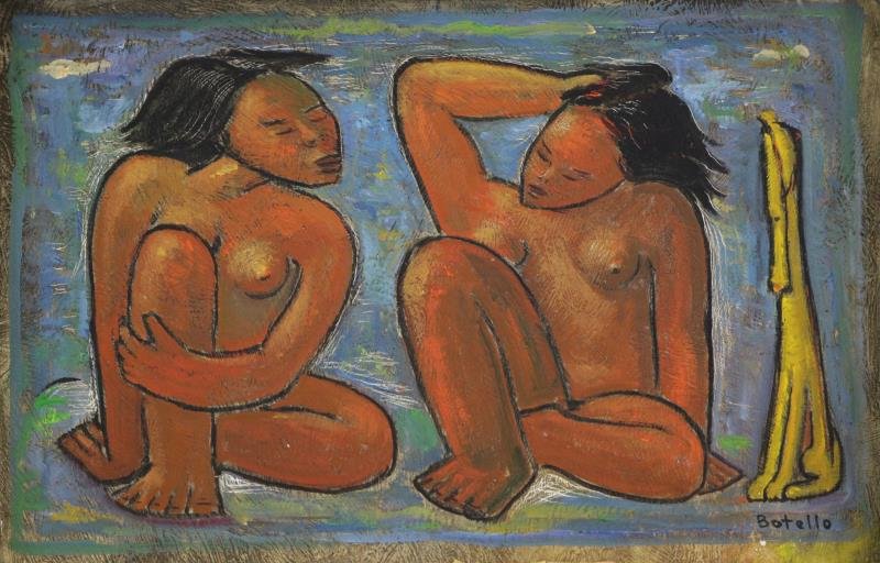 BOTELLO, Angel. Oil on Masonite. Two Nudes and a (1 of 6)