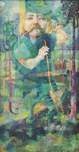 Signed Cubist Oil on Canvas. "Robin Hood".: Signed Hayle (?) lower right. Titled verso. From a Chappaqua, NY estate. Dimensions: 23.75" high x 12.75" wide. Condition: Good.