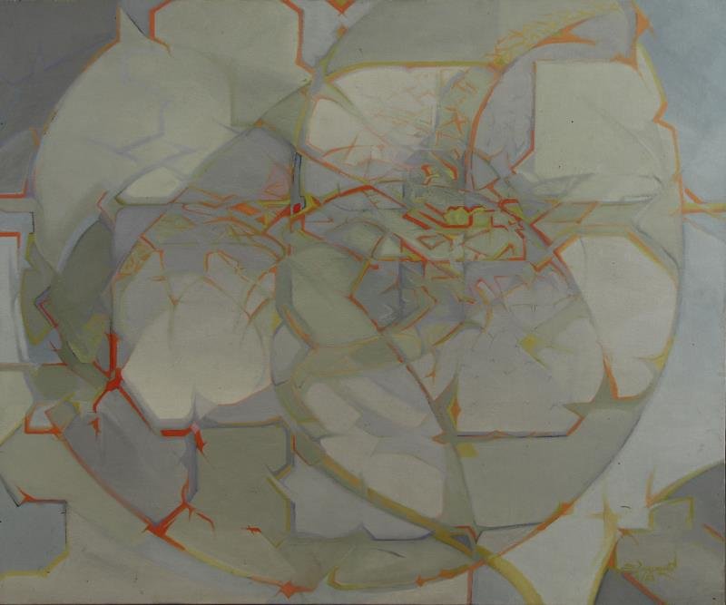 Signed Abstract Oil on Canvas. (1 of 5)