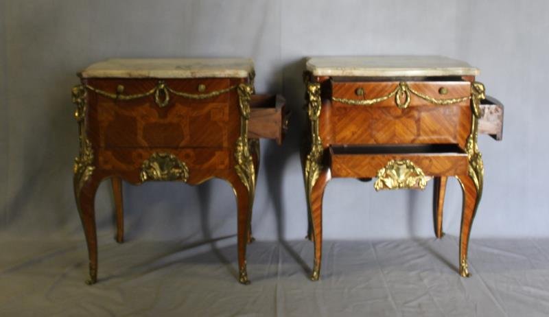 Pair of Louis XV Style Satine Marquetry and (1 of 7)