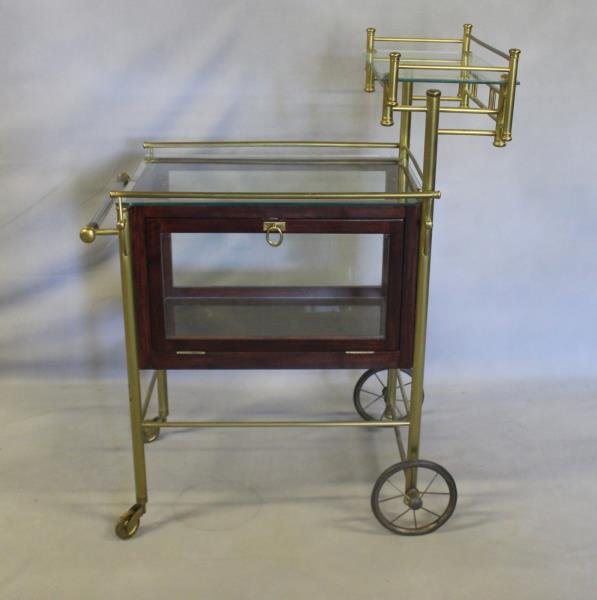 Vintage Bar Cart with Glass Panels and Lucite Bar. (1 of 5)