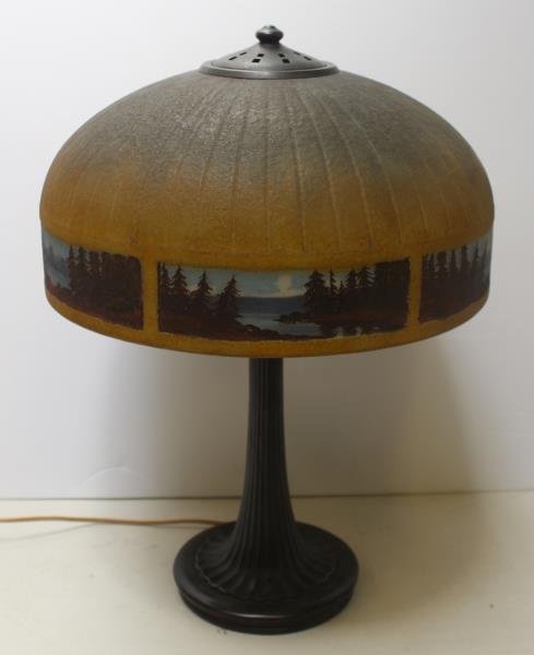 Handel Signed and Reversed Painted Table Lamp. (1 of 10)