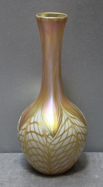 Signed Quezal Art Glass Vase. (1 of 6)
