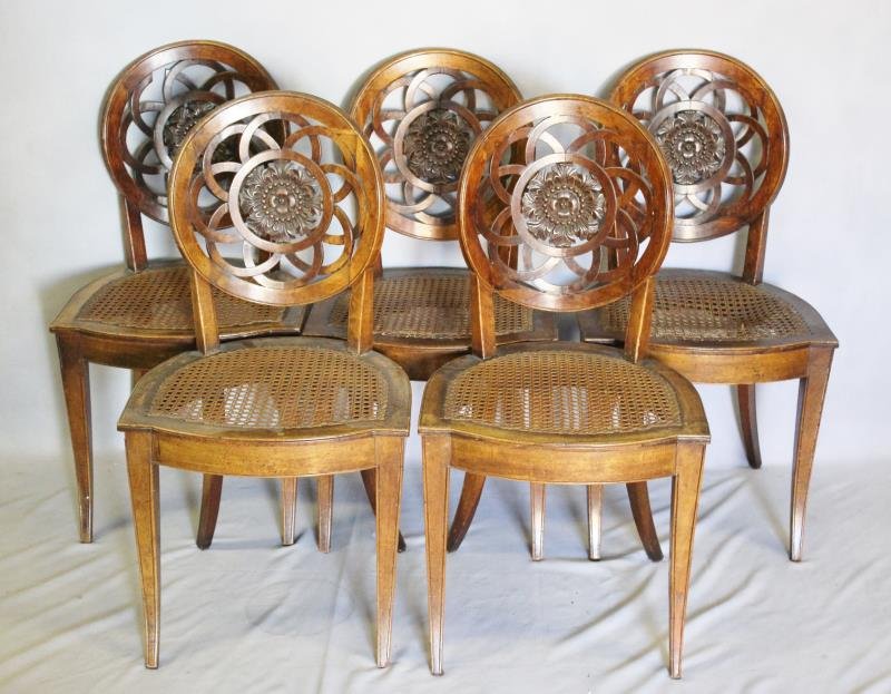 Set of 5 Antique Italian ? Carved Dining Chairs. (1 of 4)