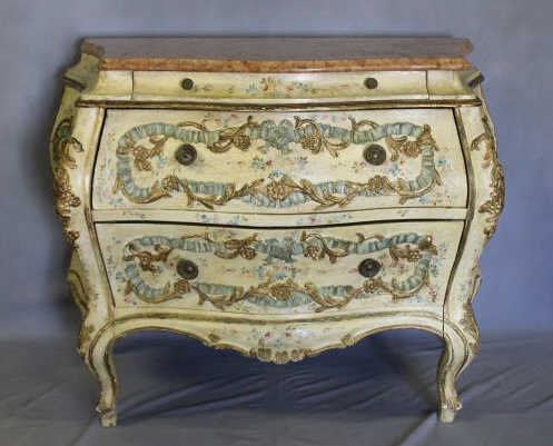 Antique Venetian Style Paint Decorated ,Carved (1 of 7)