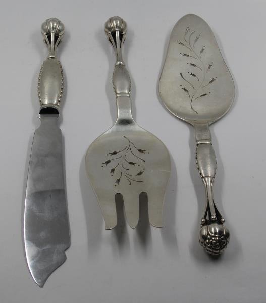 STERLING. 3 Georg Jensen Silver Serving Pcs, No 38 (1 of 9)