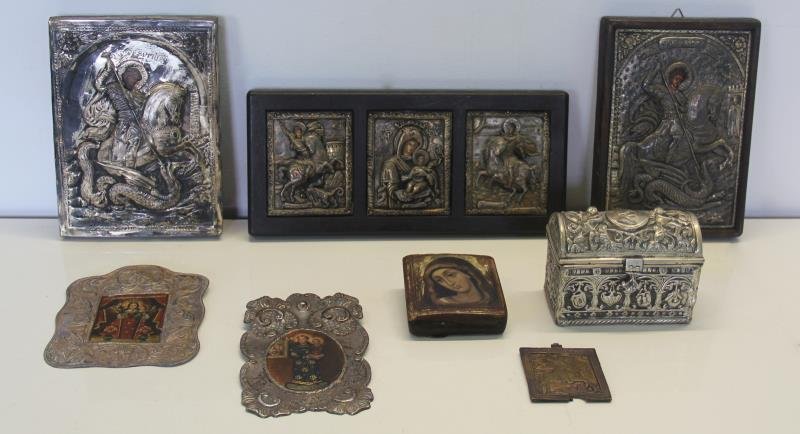 SILVER. Grouping of Russian Icons. (1 of 9)