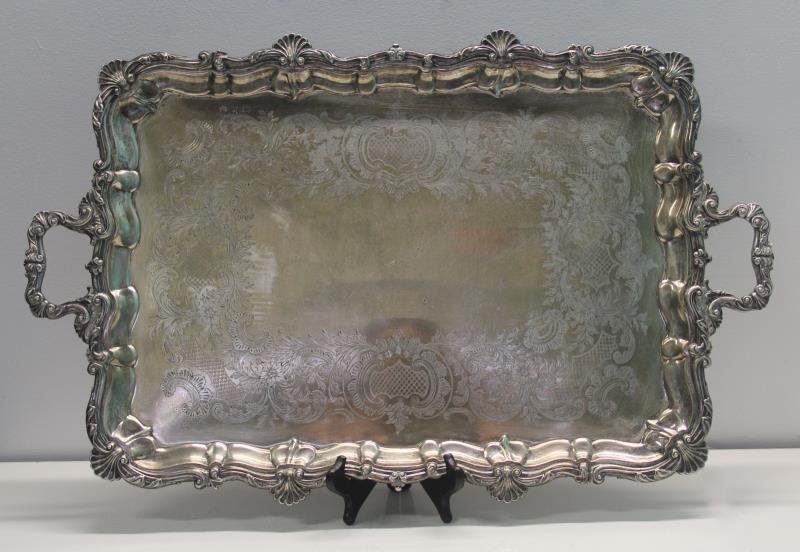 SILVER. Antique English Silver Elkington & Co Tray (1 of 6)