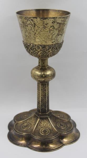 STERLING. Large Gilded Silver Chalice. (1 of 8)