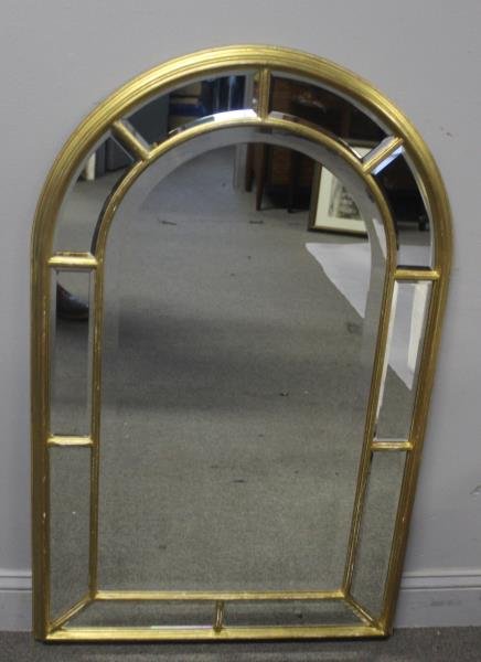 Gilt Midcentury Arch Top Mirror Signed (1 of 6)
