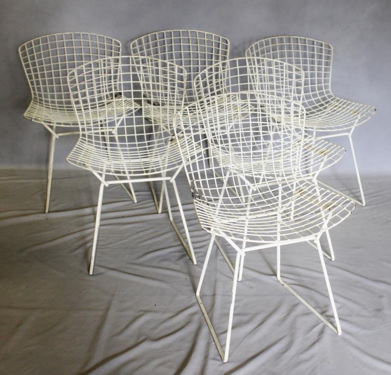 Midcentury Set of 6 Bertoia for Knoll Wire Chairs. (1 of 3)