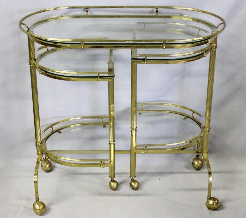 Brass Extending Teacart with Glass Inserts. (1 of 3)