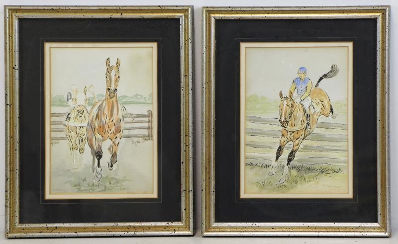 BROWN, Paul. Pair of Equestrian Watercolors. (1 of 4)