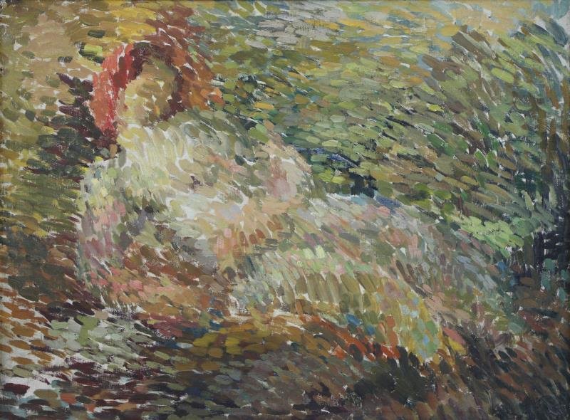 BAIZERMAN, Eugenie. Oil on Canvas. "Reclining (1 of 6)