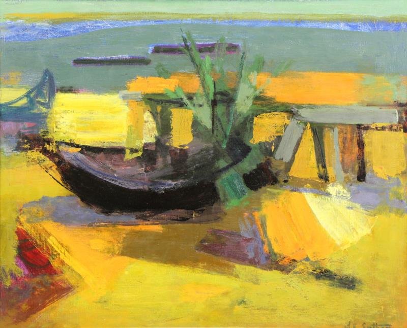 SARTHOU, Maurice. Oil on Canvas. Boats on the (1 of 5)