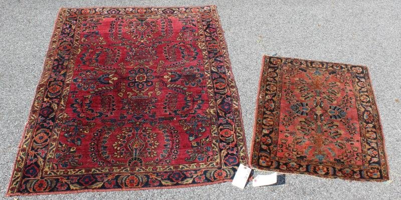 2 Finely Woven Antique Sarouk Prayer rugs (1 of 7)
