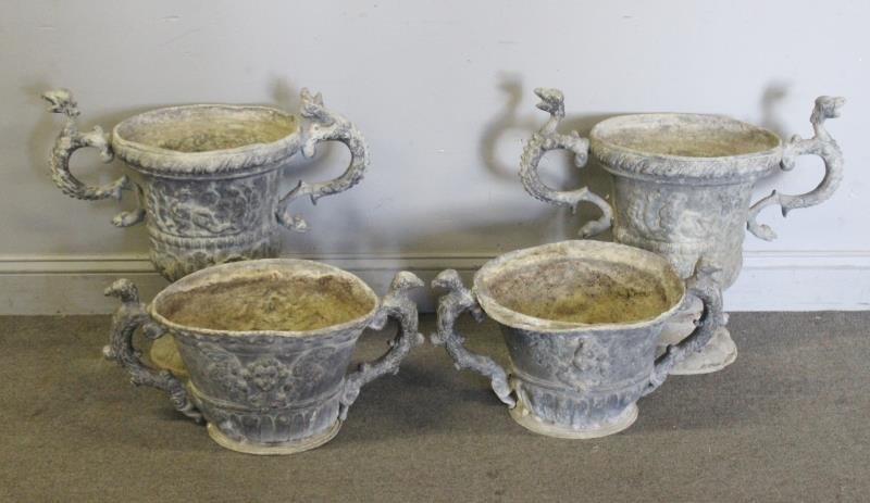 2 Pairs Of Antique Lead Urns . (1 of 5)