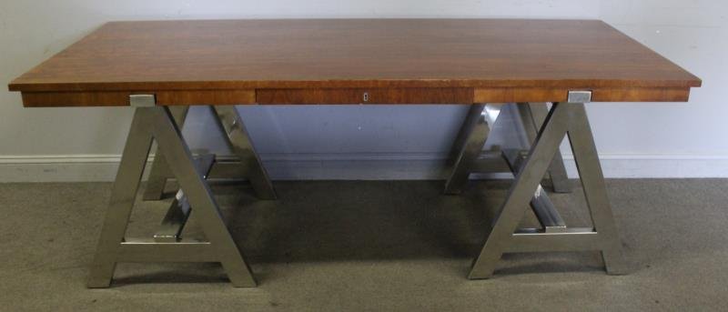 Ralph Lauren Chrome Base 1 Drawer Table. (1 of 5)