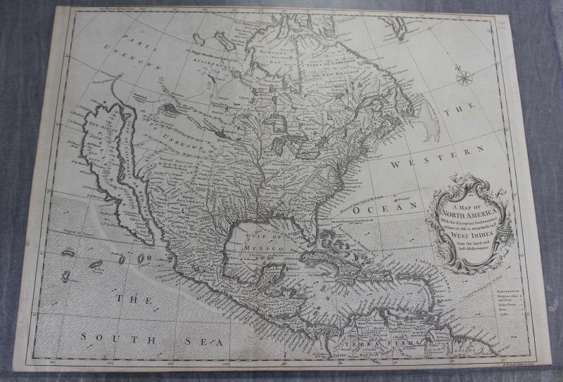 SEALE, R.W. "A Map of North America with the: European Settlements & whatever else is remarkable in ye West Indies, from the latest and best observations" engraving, C. 1745. From a Scarsdale, NY collector. Particularly notable for displaying Cal