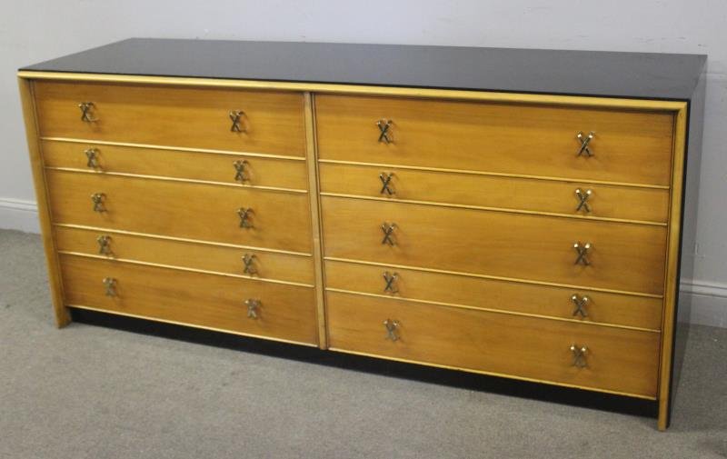 Midcentury Paul Frankl Double Dresser.: Branded to drawer interior. From a Palm Beach, FL estate. Dimensions: 72.5" w x 22.25" d x 32" h. Condition: Good.