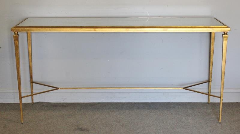 Modern Decorator Gilt and Mirrored Top Console. (1 of 4)