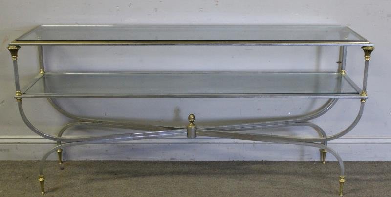 Maison Jansen Style Steel And Brass 2 Tier Console (1 of 1)