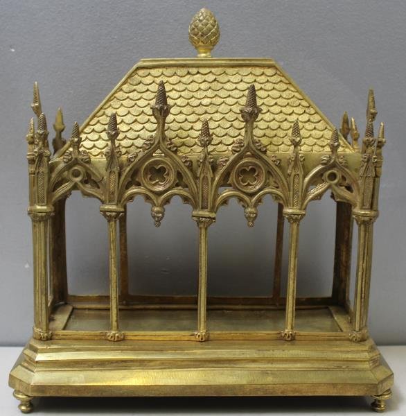 Gothic Style Two Piece Dore Bronze Reliquary. (1 of 7)