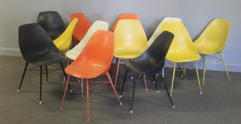 Set Of 12 Eames Style Shell Chairs With Eiffel (1 of 4)