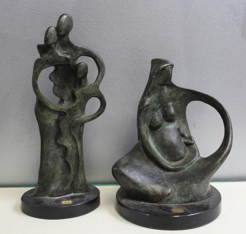 2 Patinated Bronze Abstract Figures Signed  Coste (1 of 7)