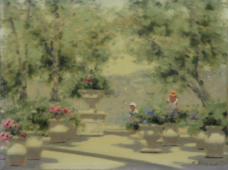 GISSON, Andre. Oil on Canvas. Figure in a Garden. (1 of 6)