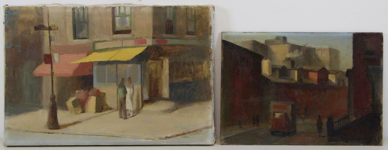 HANDELL, Albert. Two Oils. New York Street Scenes. (1 of 9)