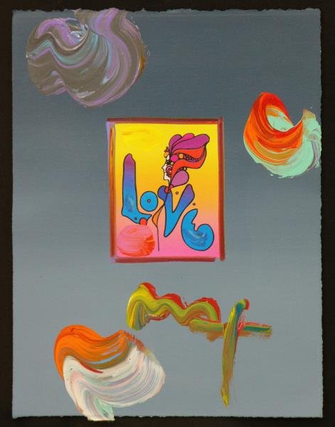 MAX, Peter. Acrylic over Print on Paper "Love". (1 of 4)