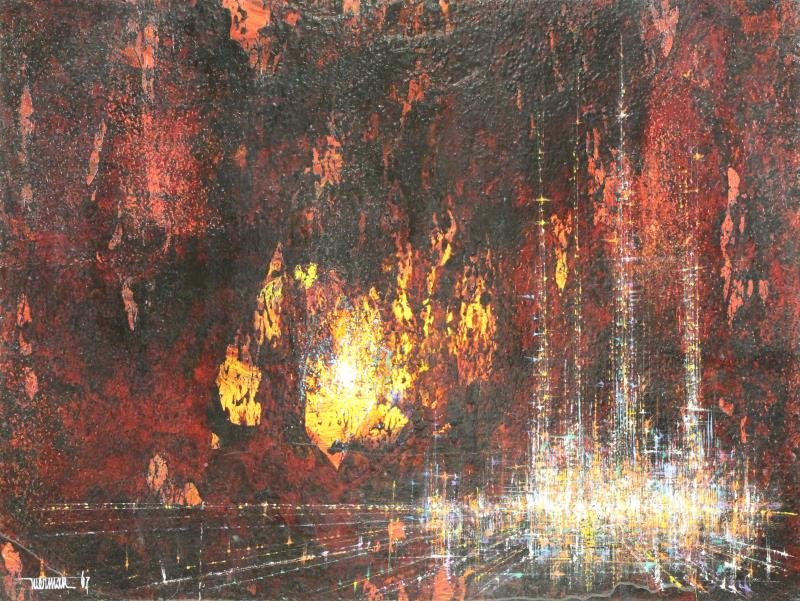 NIERMAN, Leonardo. Abstract 1967 Oil on Masonite. (1 of 6)