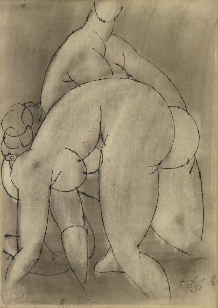TOT, Amerigo. Ink Drawing on Paper. Two Nudes. (1 of 7)