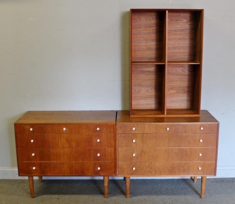 Midcentury Danish Pair of Chests with Bookcase. (1 of 5)