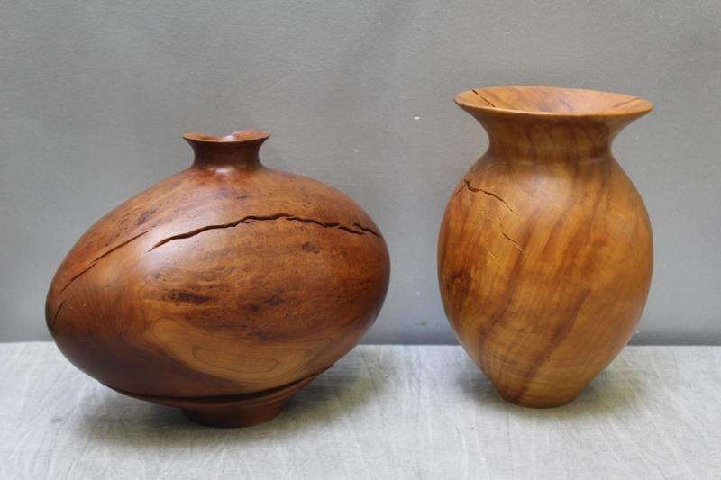Lot of Holzapfel; Applewoods Turned Wood Vases. (1 of 8)
