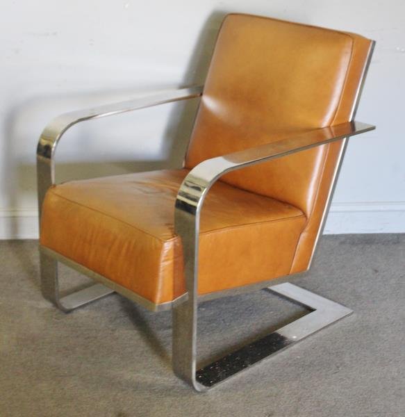 Ralph Lauren Chrome & Leather Lounge Chair. (1 of 5)