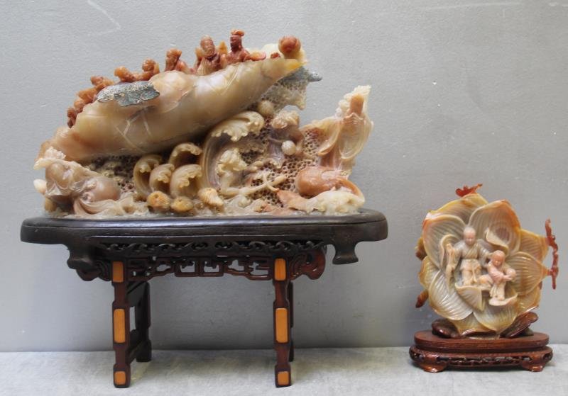 2 Chinese Hardstone Sculptures . (1 of 10)