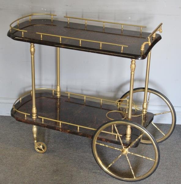 Midcentury Aldo Tura Goatskin Bar Cart. (1 of 4)