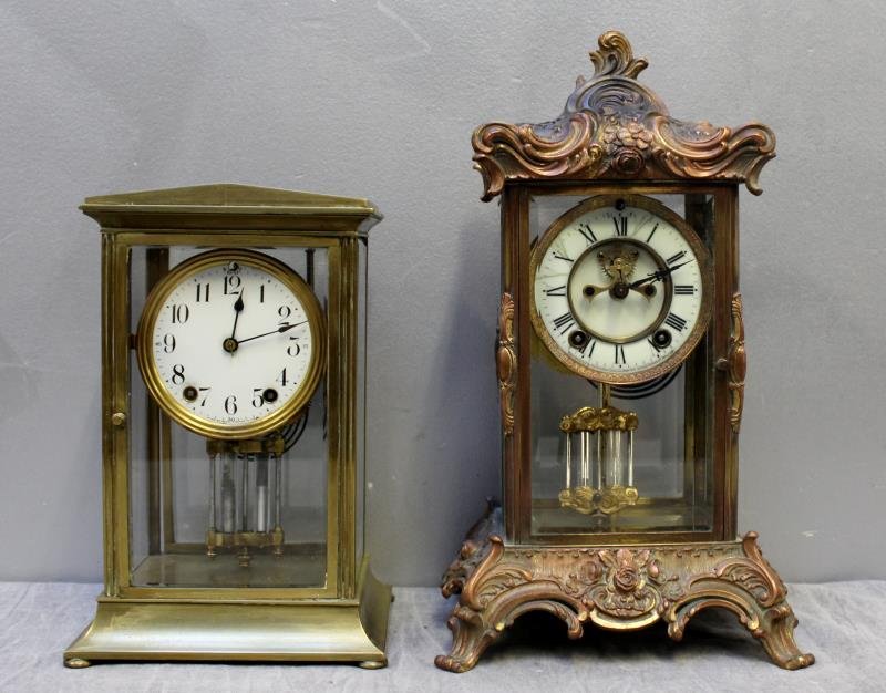 Lot of 2 Antique Gilt Metal Carriage Clocks. (1 of 6)