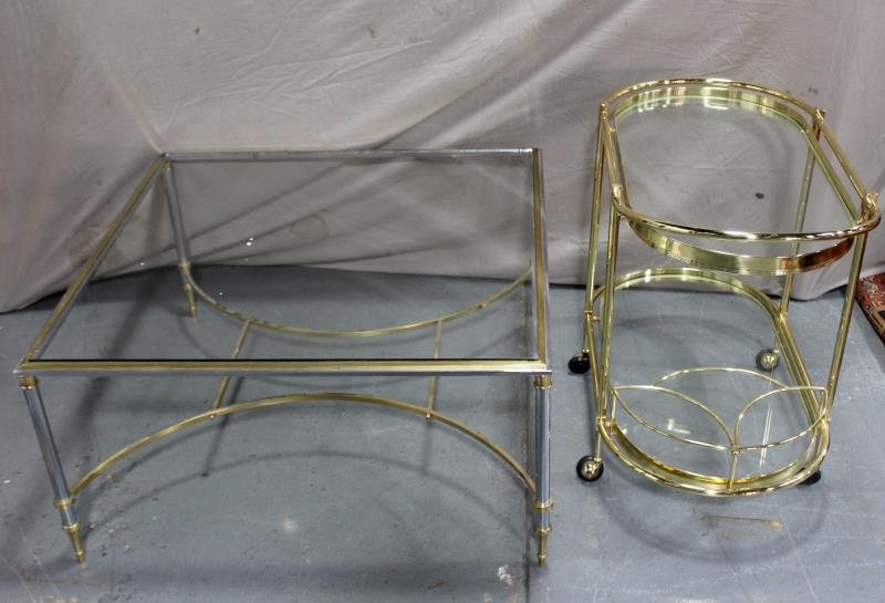 Decorative Tea Cart and Coffee Table Lot. (1 of 3)