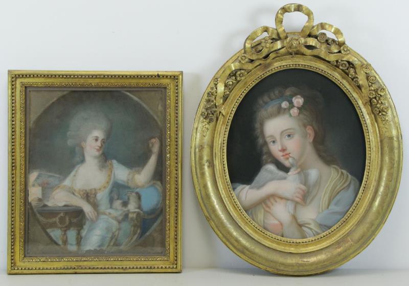 Lot of Two 19th Century Pastels. (1 of 8)