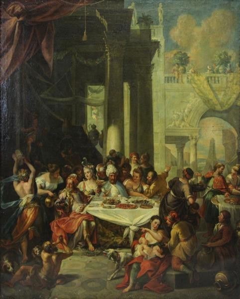 18th C. Italian Oil on Canvas Banquet Scene. (1 of 10)