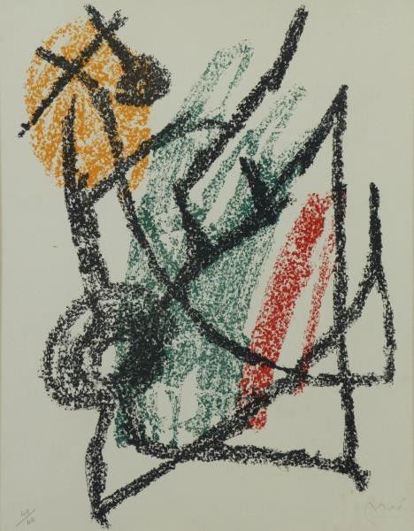 MIRO, Joan. Color Lithograph "Je Travaille Comme (1 of 3)